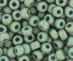 Miyuki Seed Beads 4mm 6/0 Opaque Glazed Frosted Rainbow Celadon, 10 grams