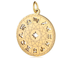 Stainless Steel Charm Constellation Gold Plated 22.5x19.5mm