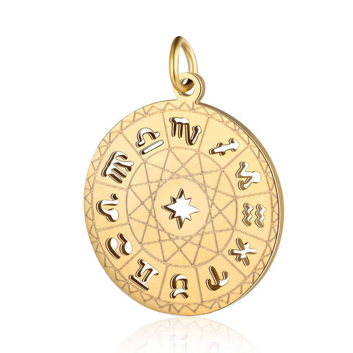 Stainless Steel Charm Constellation Gold Plated 22.5x19.5mm