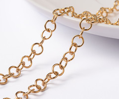 Stainless Steel Ketting Gold Plated 5x1mm, 1 meter