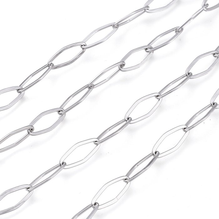 Stainless Steel Ketting Zilver 15x6mm, 1 meter