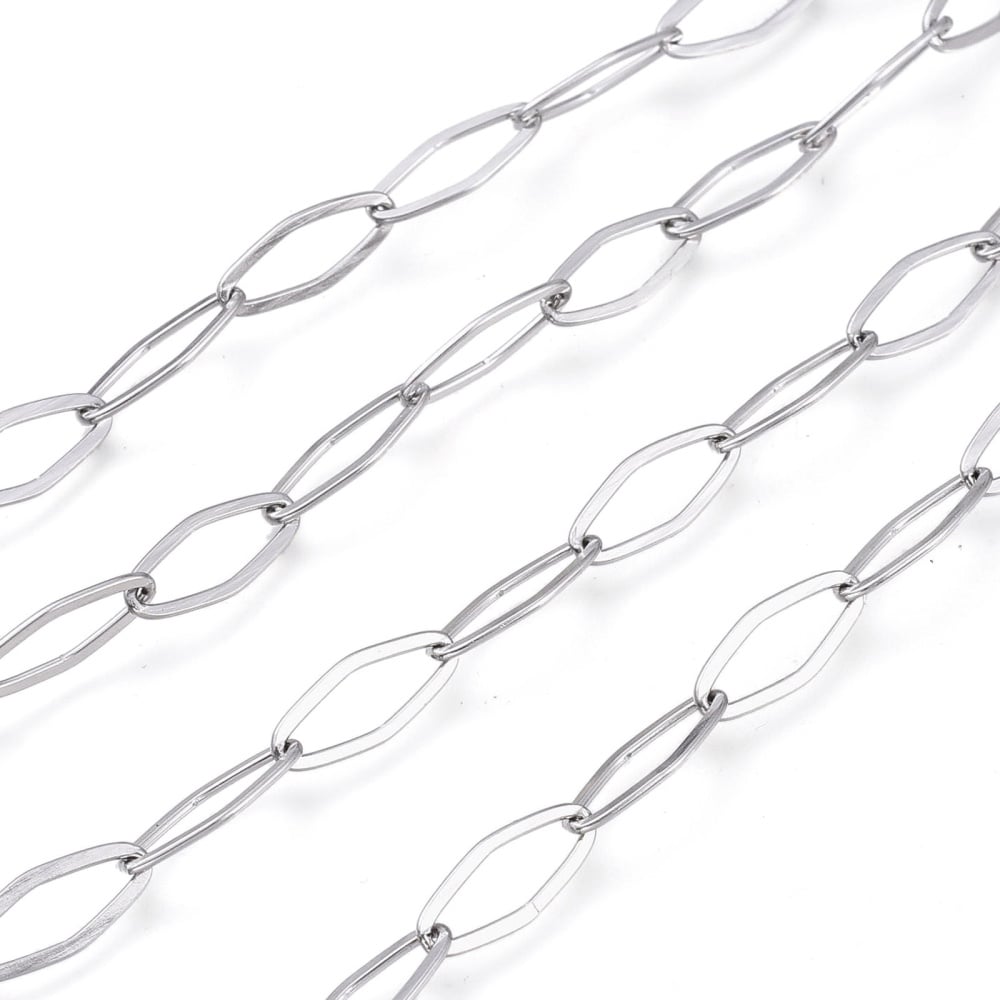 Stainless Steel Ketting Zilver 15x6mm, 1 meter