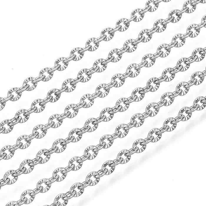 Stainless Steel Chain Silver 3x2mm, 1 meter
