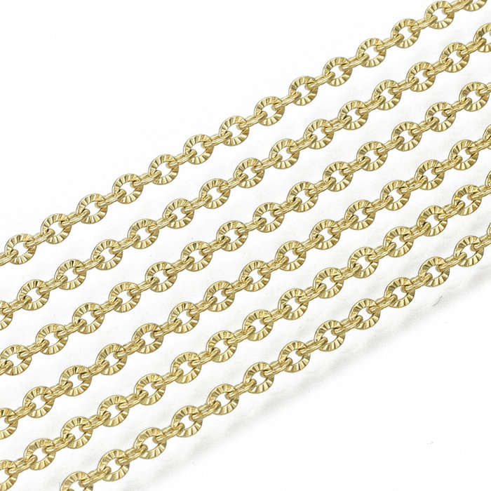 1 meter Stainless Steel Ketting Gold Plated 3x2mm - A51
