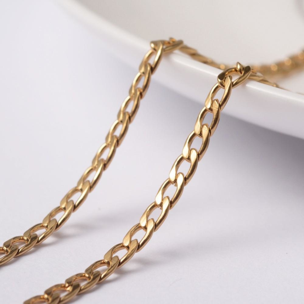 1 meter Stainless Steel Chain Gold Plated 5x3mm - A56