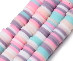 Katsuki Fimo Disc Beads 6mm Mix Purple, strand 350 pieces