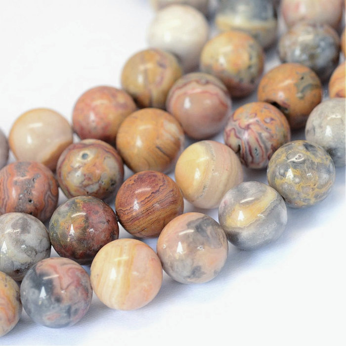 Natural Crazy Agate Gemstone Beads 6mm Ochre Grey, strand 39cm, 55 pieces