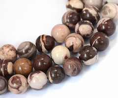 Natural Zebra Jasper Gemstone Beads 8mm Brown Beige, strand 40 pieces