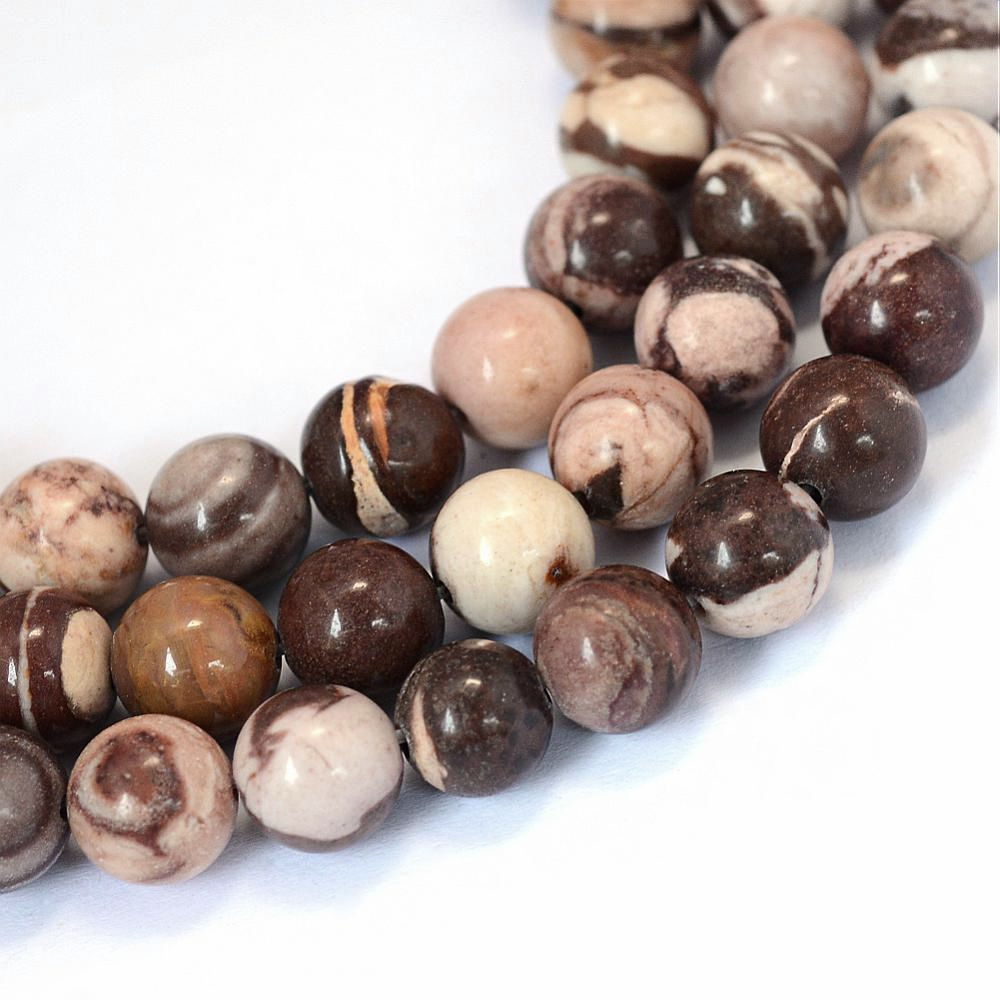 Natural Zebra Jasper Gemstone Beads 4mm Brown Beige, strand 86 pieces