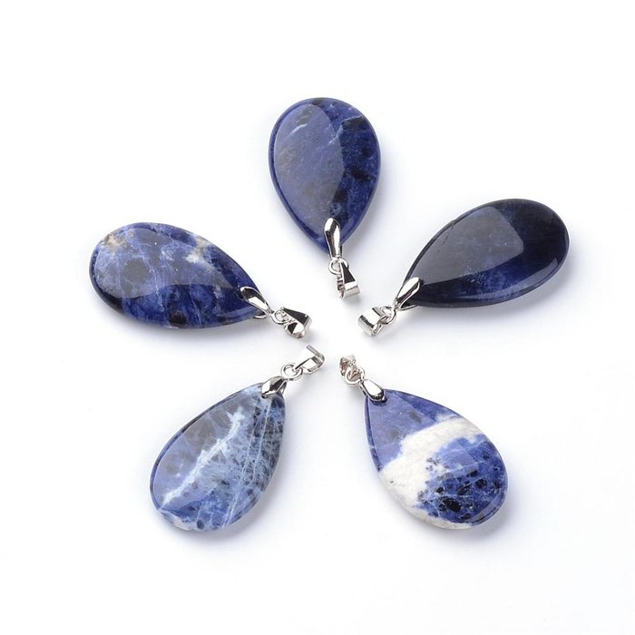Natural Sodalite Teardrop  Gemstone Charm 30x18x6mm