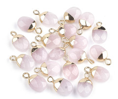 Natural Rose Quartz Gemstone Charm 14x8x5mm