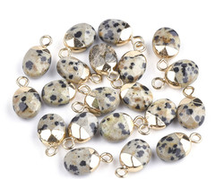 Natural Dalmation Jasper Gemstone Charm 14x8x5mm