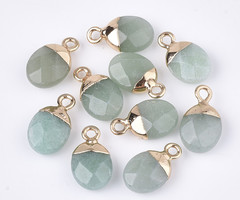 Natural Green Aventurine Gemstone Charm 14x8x5mm