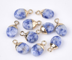 Natural Blue Spot Jasper Gemstone Charm 14x8x5mm