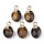 Natural Tiger Eye Electroplate  Gemstone Charm 14x8x5mm