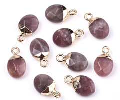 Natural Strawberry Quartz Gemstone Charm 14x8x5mm