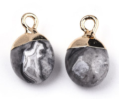 Natural Picasso Jasper Gemstone Charm 14x8x5mm