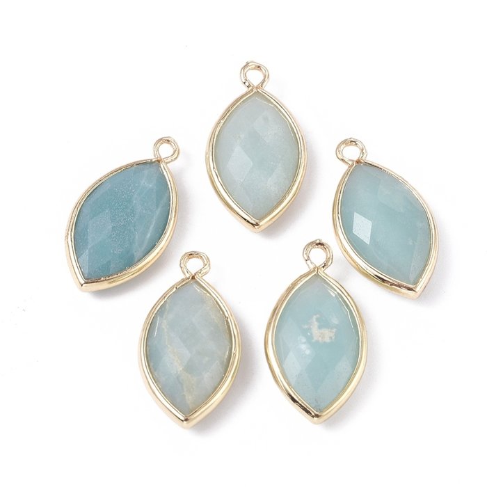 Natural Amazonite Gemstone Charm Eye 21x11x4mm