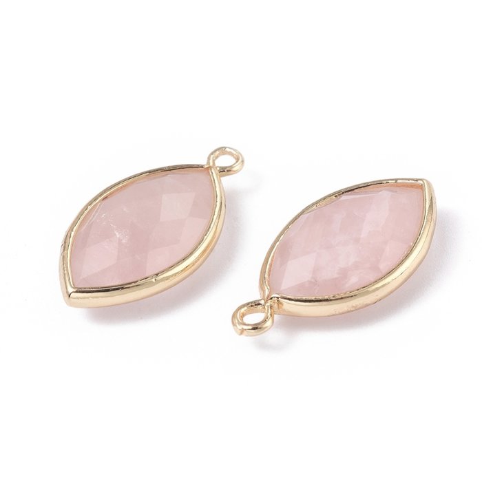 Natural Rose Quartz Gemstone Charm Eye 21x11x4mm