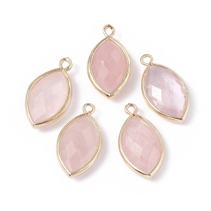 Natural Rose Quartz Gemstone Charm Eye 21x11x4mm