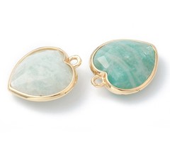 Natural Amazoniet Edelsteen Bedel Hart 19x16.5x6mm