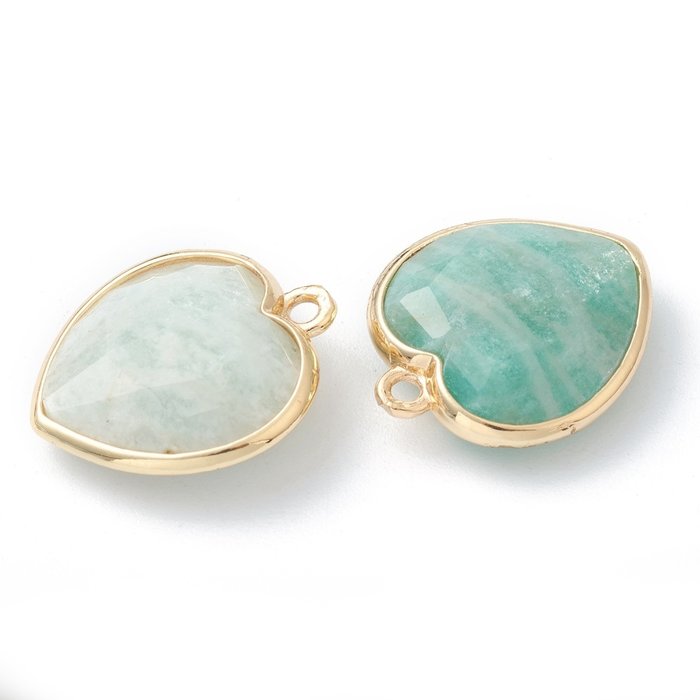 Natural Amazonite Gemstone Charm Heart 19x16.5x6mm
