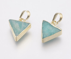 Natural Amazoniet Edelsteen Bedel Driehoek 14x12x4mm