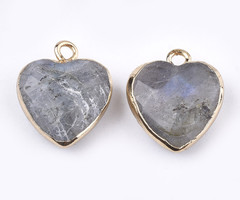Natural Labradorite Gemstone Charm Heart 16x14x6mm Nickel Free