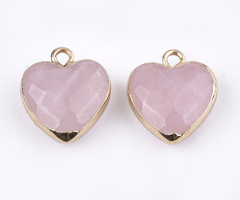 Natural Rozenkwarts Edelsteen Bedel Hart 16x14x6mm Nikkelvrij