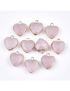 Natural Rose Quartz Gemstone Charm Heart 16x14x6mm Nickel Free
