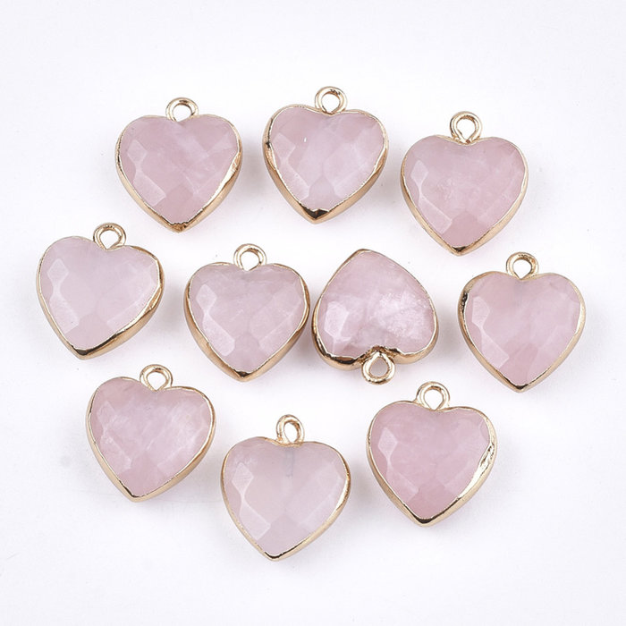 Natural Rose Quartz Gemstone Charm Heart 16x14x6mm Nickel Free
