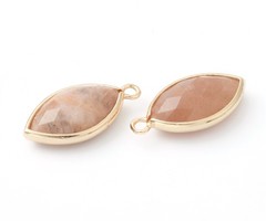 Natural Sunstone Gemstone Charm Eye 22x12x5mm