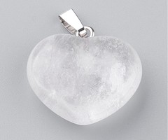 Natural Clear Quartz Gemstone Charm Heart 21x23x10mm