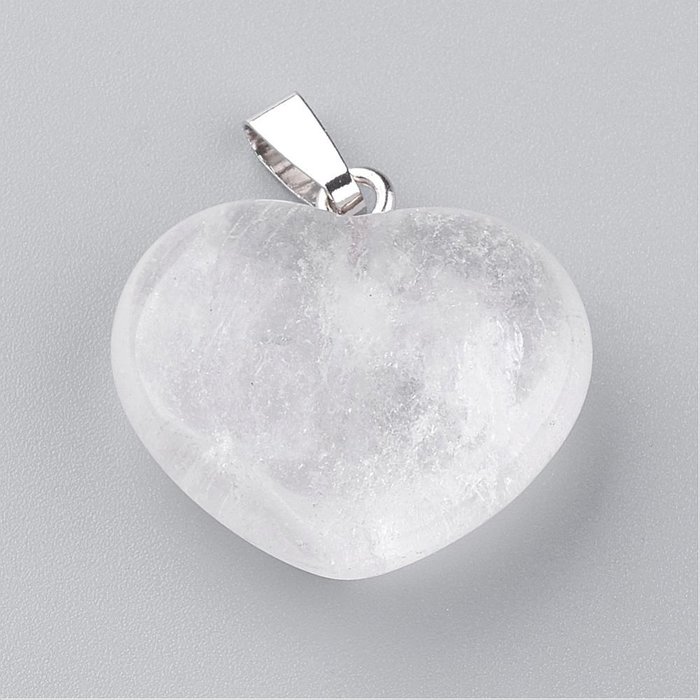 Natural Clear Quartz Gemstone Charm Heart 21x23x10mm