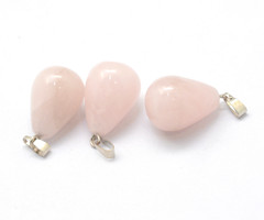 Natural Rozenkwarts Edelsteen Bedel Druppel 22x13mm
