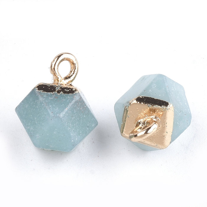 Natural Amazoniet Electroplate Edelsteen Bedel 11x8x8mm