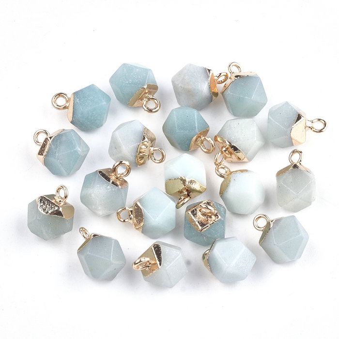 Natural Amazonite Electroplate Gemstone Charm 11x8x8mm