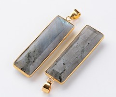 Natural Labradorite Gemstone Charm 45x13x6mm
