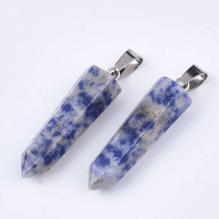 Natural Blue Spot Jasper Bullet Gemstone Pendant 35x10x9mm