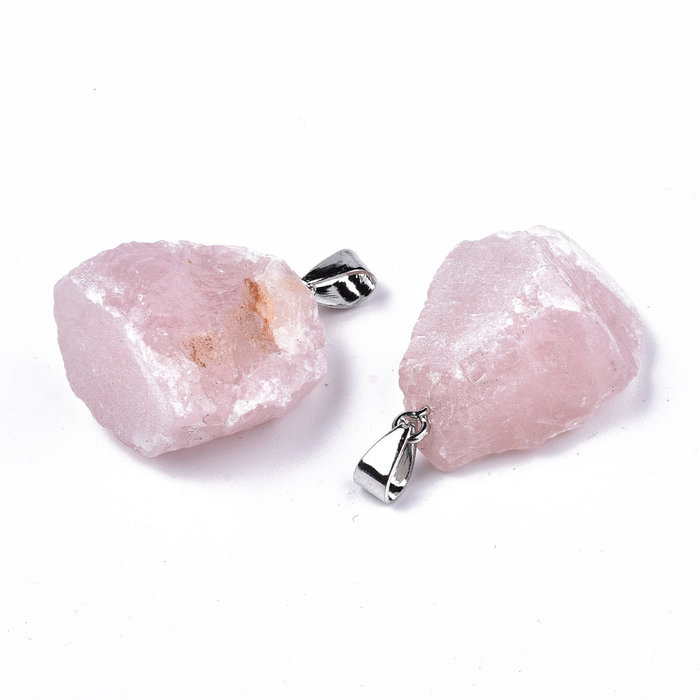 Natural Rozenkwarts Edelsteen Bedel Nugget 27x21x16mm