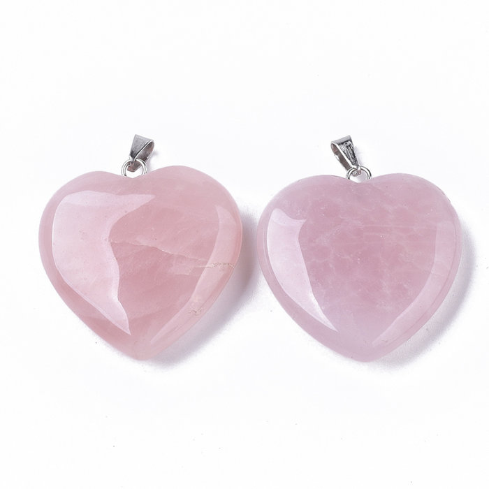 Natural Rose Quartz Gemstone Charm Heart 31x30x8mm