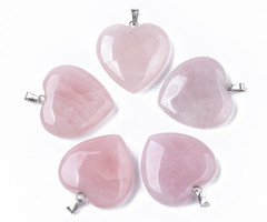 Natural Rozenkwarts Edelsteen Bedel Hart 31x30x8mm