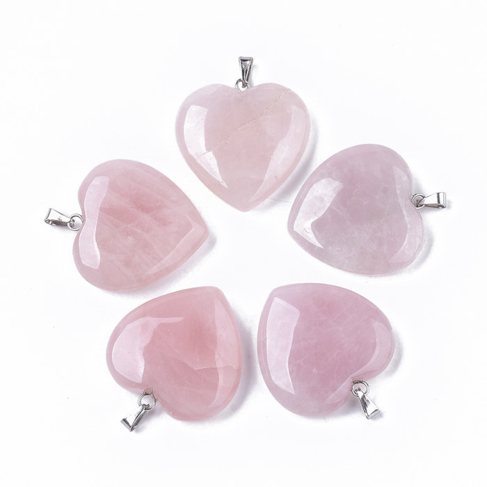 Natural Rose Quartz Gemstone Charm Heart 31x30x8mm