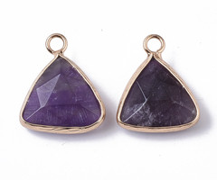 Natural Amethyst Gemstone Charm Triangle 19x16x6mm