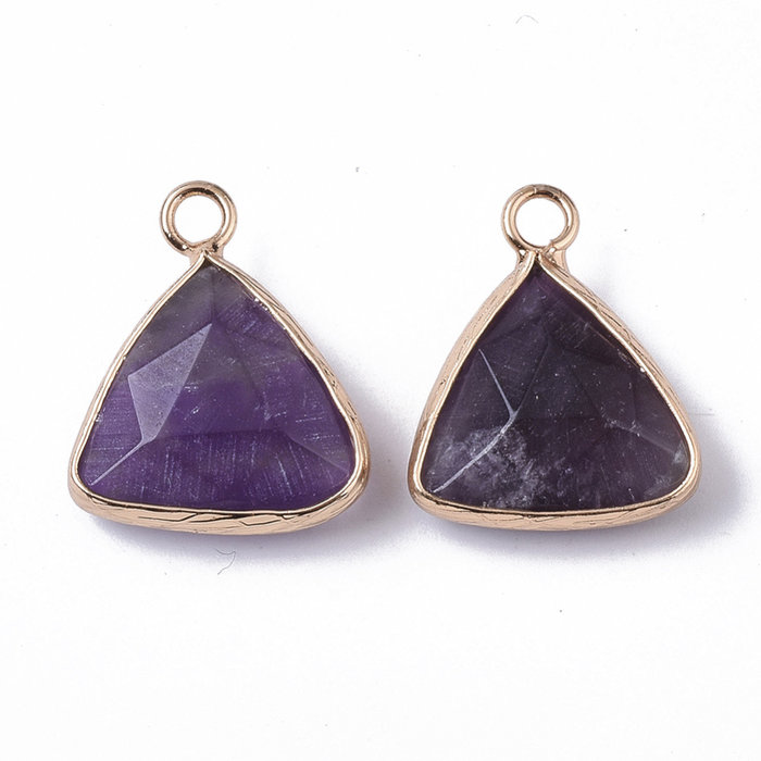 Natural Amethist Edelsteen Bedel Driehoek 19x16x6mm