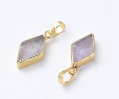 Natural Amethyst Gemstone Charm Rhombus 18x8x3mm