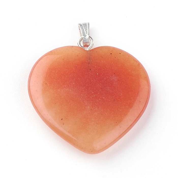 Natural Red Aventurine Gemstone Charm Heart 27x25x5mm