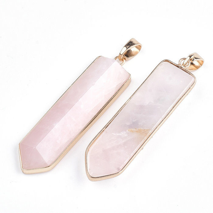 Natural Rozenkwarts Edelsteen Bedel Zwaard 56x15x7mm