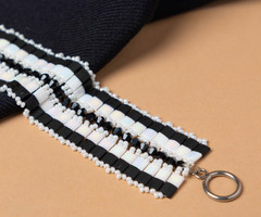 Black and White Bracelet with Miyuki Tila Beads