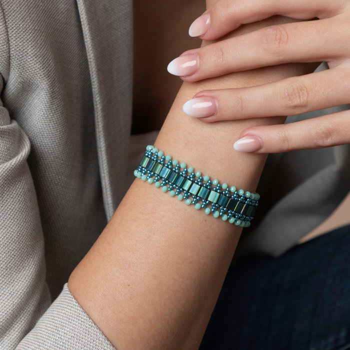 Metallic Mint Bracelet with Tila's + Pattern Inspi394